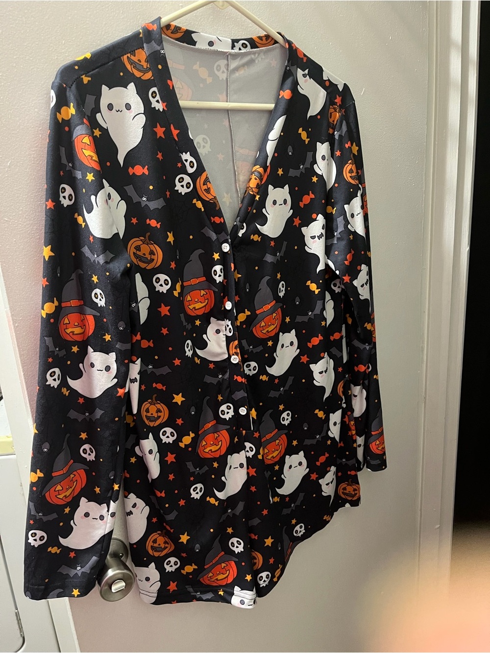 Halloween Print Black V-Neck Jumpsuit & Romper